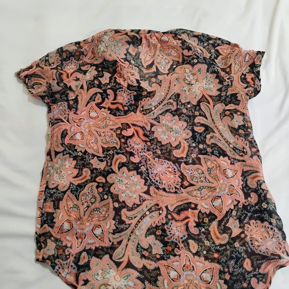 Jones New York Black and Pink Paisley Sheet Button Down Shirt - Picture 10 of 12